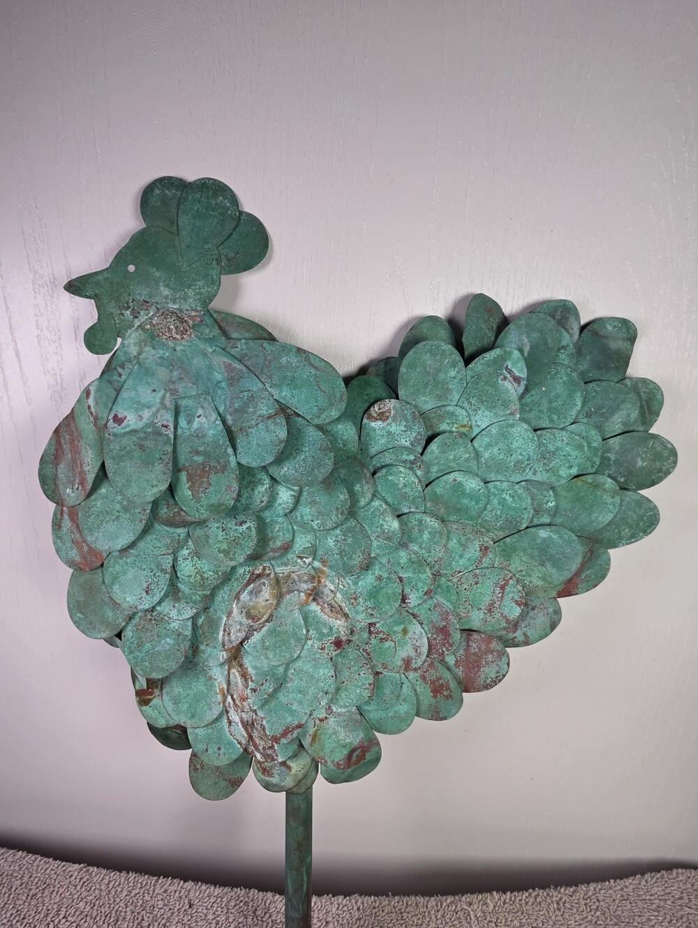 Decorative Green Patina Metal Rooster Yard Or Wall Art - Picture 9 of 13